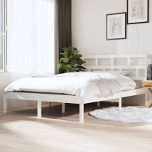Minkurow - Cadre de lit sans matelas blanc bois massif 140x190 cm vidaXL