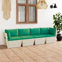 Fimei Canapé palette à 4 places de jardin avec coussins Bois d'épicéa