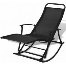 Minkurow - inlife Chaise à bascule de jardin Acier et textilène Noir - Noir