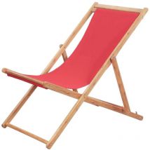 Chaise pliable de plage Tissu et cadre en bois Rouge