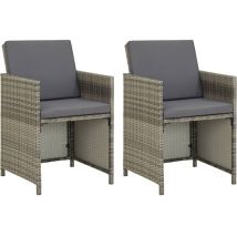 Minkurow - Chaises de jardin lot de 2 avec coussins Résine tressée Gris vidaXL