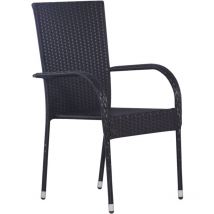 Minkurow - inlife Chaises empilables d'extérieur 4 pcs Résine tressée Noir