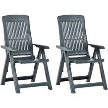 Lot de 2 Chaises de jardin inclinables Fauteuils de Jardin Plastique Vert 59256