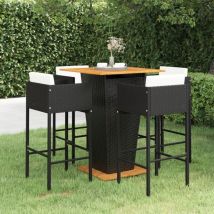 Ensemble de bar de jardin 5 pcs et coussins Résine tressée Noir vidaXL