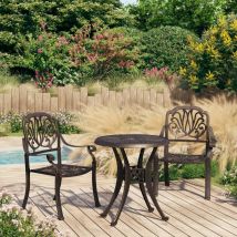 Inlife Ensemble de bistro 3 pcs Aluminium coulé Bronze - Brun