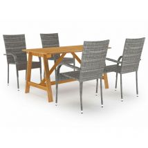 Minkurow - Ensemble de salle à manger de jardin 5 pcs Gris
