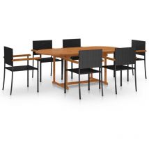 Ensemble à manger de jardin 7 pcs Résine tressée Noir vidaXL
