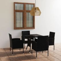 Minkurow - Ensemble à manger de jardin 5 pcs Résine tressée Noir vidaXL