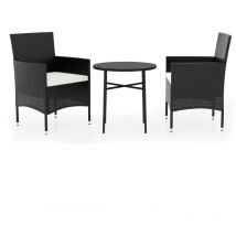 Minkurow - Ensemble à manger de jardin 3 pcs Résine tressée Noir vidaXL