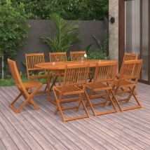 Minkurow - Furniture Limited - Ensemble à manger de jardin 9 pcs bois massif