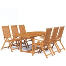 Minkurow - Mobilier à dîner d'extérieur 7 pcs en Bois d'acacia solide