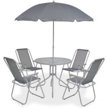 Minkurow - Mobilier à dîner d'extérieur 6 pcs Acier et textilène Gris vidaXL