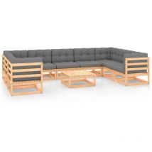 Minkurow - Salon de jardin 10 pcs avec coussins Bois de pin massif vidaXL