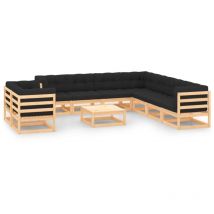 Minkurow - Salon de jardin 10 pcs avec coussins anthracite Pin massif vidaXL