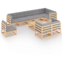 Minkurow - Salon de jardin 10 pcs avec coussins Bois de pin massif vidaXL