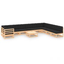 Salon de jardin 11 pcs avec coussins anthracite Pin massif vidaXL