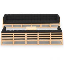 Minkurow - Salon de jardin 12 pcs avec coussins anthracite Pin massif vidaXL
