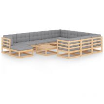 Minkurow - Salon de jardin 12 pcs avec coussins Bois de pin massif vidaXL