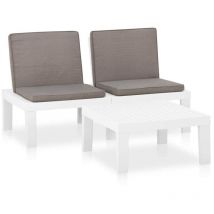 Minkurow - Salon de jardin 2 pcs avec coussins Plastique Blanc vidaXL