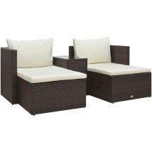 Minkurow - Salon de jardin 5 pcs - Mobilier de jardin - Ensemble repas de jardin avec coussins Résine tressée Marron vidaXL