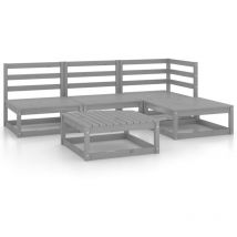 Minkurow - Salon de jardin 5 pcs Gris Bois de pin massif vidaXL