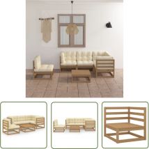 Minkurow - Salon de jardin 6 pcs avec coussins Bois de pin massif vidaXL