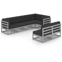 Salon de jardin 7 pcs avec coussins Bois de pin massif vidaXL