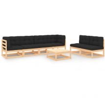 Minkurow - Salon de jardin 7 pcs avec coussins Bois de pin massif vidaXL