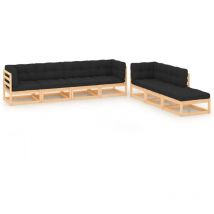 Minkurow - Salon de jardin 7 pcs avec coussins Bois de pin massif vidaXL