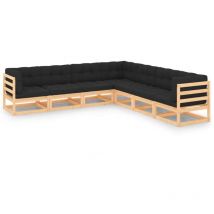 Salon de jardin 7 pcs avec coussins Bois de pin massif vidaXL