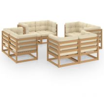 Salon de jardin 8 pcs avec coussins Bois de pin massif vidaXL