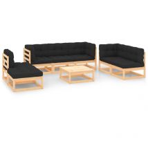 Minkurow - Salon de jardin 8 pcs avec coussins Bois de pin massif vidaXL