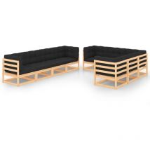 Salon de jardin 9 pcs avec coussins Bois de pin massif vidaXL