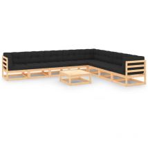 Minkurow - Salon de jardin 9 pcs avec coussins Bois de pin massif vidaXL
