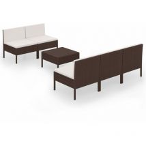 Minkurow - Salon de jardin 6 pcs avec coussins Résine tressée Marron vidaXL