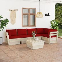 Inlife Salon de jardin palette 6 pcs avec coussins Épicéa imprégné