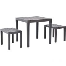 Minkurow - inlife Table de jardin avec 2 bancs Plastique Marron