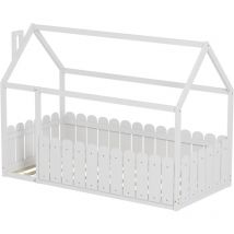 Lit cabane avec barrière calinou 90x190 cm (matelas non inclus) - Minea