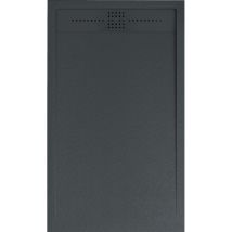 Mineralguss-duschwanne Extra Flach Orion Schieferoptik Anthrazit 80x120 Cm Auslaufschutz In Farbe