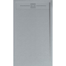 Mineralguss-duschwanne Extra Flach Orion Schieferoptik Grau 90x170 Cm Auslaufschutz In Farbe