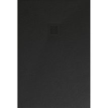 Mineralguss-duschwanne Extra Flach Sierra Schieferoptik Schwarz 90x90 Cm Auslaufschutz In Farbe