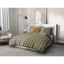 Parure de couette 3 pieces coton 57 fils beige 220 x 240 cm - minerva