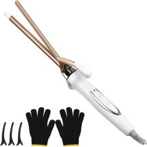 Mini 9mm Tourmaline Ceramic Curling Iron 120-220°C, Fast Heating in 30 Seconds, Includes 1 Pair of Gloves and 3 Hairpins