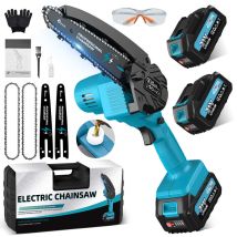 Mini-akku-kettensäge 6 Zoll – Leistungsstarker 900w Motor, 2x 4.0ah 21v Akkus, 2 Ketten – Leicht & Einhandbedienung