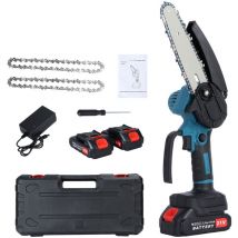 Flasidu - mini Akku Kettensäge,6 Zoll mit 2 Akkus,Akku-Säge mit 2 Ketten Für Gartenarbeit,Hochentaster,Holzschnitt.