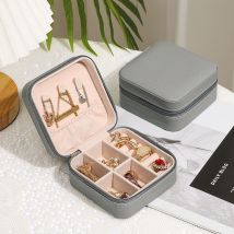 Mini boîte à bijoux de voyage, petit organisateur de bijoux de voyage, boîte à bijoux portable, mini organisateur de voyage, présentoir portable(gris)