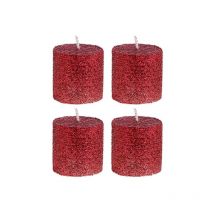 Mini Bougie Paillette Non Parfumée - set de 4 pcs - Rouge - SILUMEN