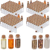 Relaxdays - Mini-bouteilles avec bouchon de liège, lot de 288, petite bouteille en verre, 10 ml, flacon déco, transparent