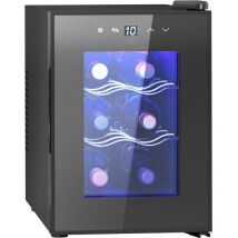 Homcom - Mini cave à vin 6 bouteilles 17L T.5-18°C éclairage led écran tactile numérique porte verre anti-UV noir