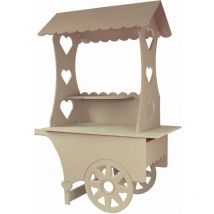 Kukoo - Mini Chariot en mdf Personnalisable - 132 x 87x 48cm - Présentoir de Friandises, Porte Bonbons Cadeaux d'Invités Mariage, Stand Gâteauxd